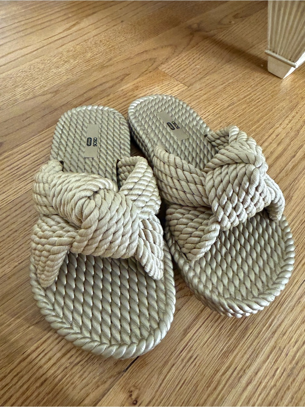 ASOS Beige Twisted Rope Slide Sandals - Picture 2 of 5